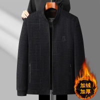 年冬装爸爸装加绒加厚雪尼尔外套保暖男士中年冬款加绒夹克