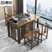 戴劲茶桌阳台小茶桌家用实木泡茶桌新中式茶桌茶台一体桌1.2米茶桌+1梳椅+2月牙