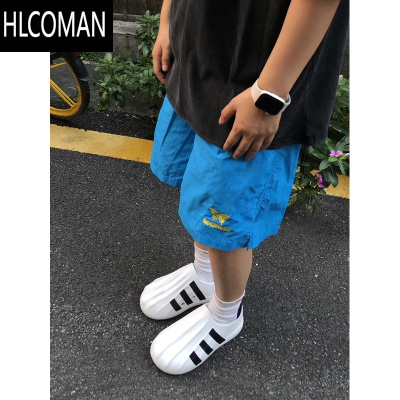 HLCOMAN美式复古多巴胺风夏季五分休闲短裤男女宽松休闲潮流薄款速干短裤