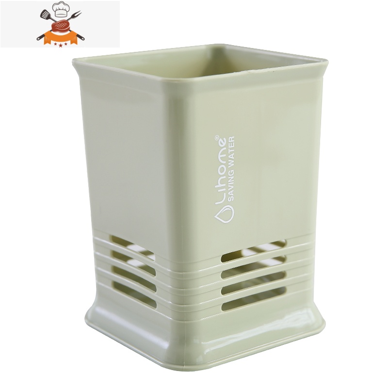 筷子筒带刀架笼子沥水置物架托家用筷笼筷筒厨房餐具勺子收纳盒 敬平 抹茶绿单格餐具架