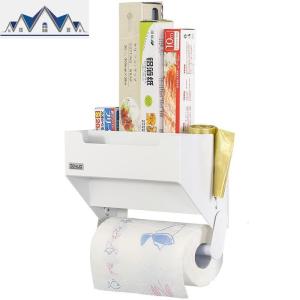 韩国保鲜膜收纳置物架厨房纸巾架吸盘用纸架冰箱挂架纸巾盒免打孔 三维工匠收纳盒 厨房置物架