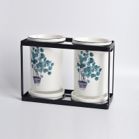 北欧陶瓷筷子厨房家用收纳盒桶平放筷子勺子笼家置物架筒沥水筷篓 敬平 圆币草台式筷子筒筷笼