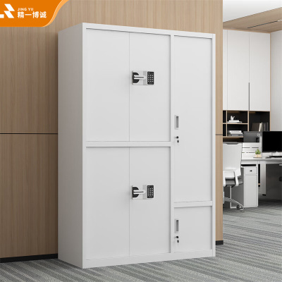 精一博诚加厚钢制保密柜文件更衣柜档案办公储物柜 灰白六门国保密码锁