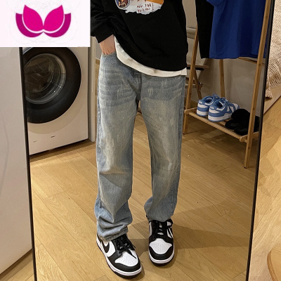 七斓复古牛仔裤男款夏季欧美高街vibe水洗休闲裤美式做旧直筒阔腿裤子