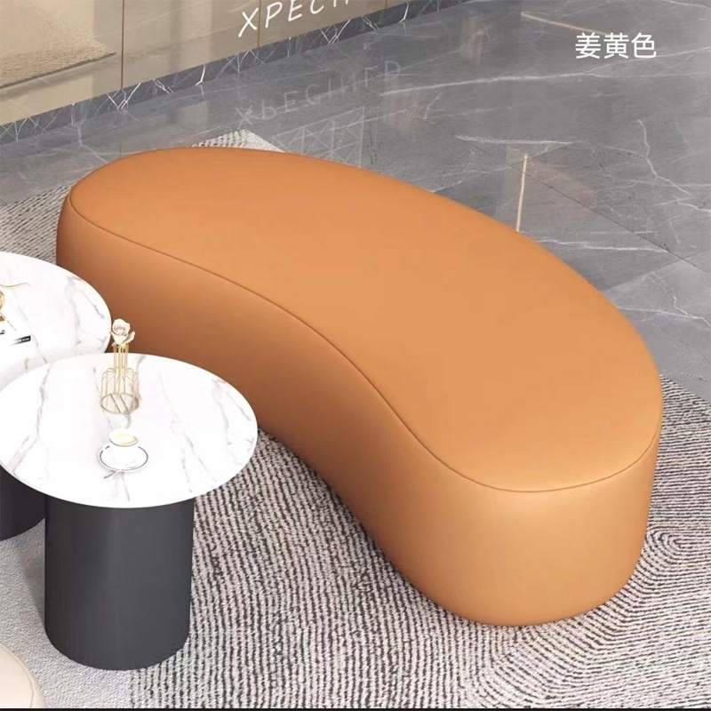 弧形沙发脚踏高级床边长条凳网红沙发简约轻奢腰果换鞋凳门口家用 皮墩云朵沙发 SHX-2660 个