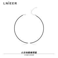 925纯银小方块项链女轻奢小众项圈choker配饰2025新款锁骨链送女朋友老婆情人节七夕生日礼物