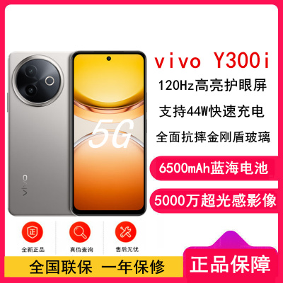 [全新]vivo Y300i 钛色 12GB+512GB 第二代骁龙4 5G芯 6500mAh电池 44W充电 5000万高清影像 5G 手机