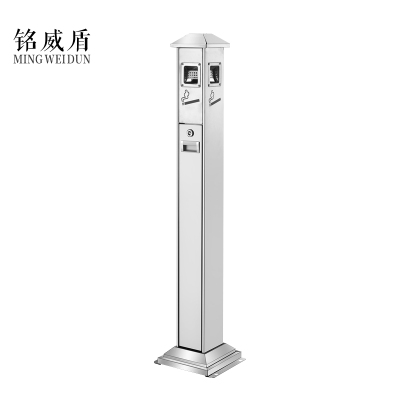 铭威盾不锈钢垃圾桶烟蒂柱灭烟桶带烟灰缸室外电梯口立式银色屋顶不锈钢四边固