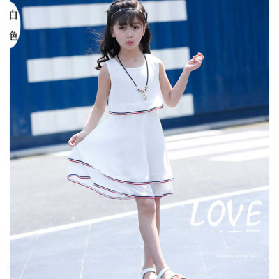 女童2021新款雪纺连衣裙假两件套洋气裙子夏装中大童女孩雪纺裙潮