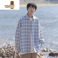 YANXU格子衬衫男长袖设计感衬衣日系cityboy慵懒风外套痞帅气