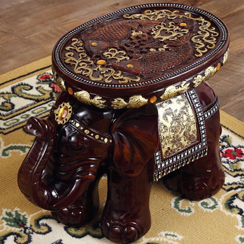 大号双鱼象凳树脂换鞋凳欧式落地大象摆件 标配