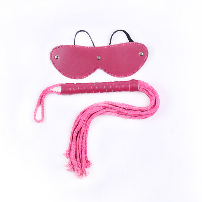 桃色缘 女王玫红款夫妻激情二件套 皮革眼罩皮鞭套装 sm情趣用品男女用器具SM另类调教成人性玩具 粉罩加鞭子