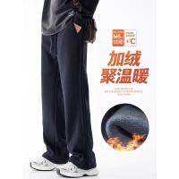 加绒卫裤男士秋冬款宽松直筒裤子冬季加厚保暖青少年休闲长裤