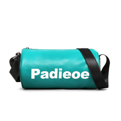 2020便携包休闲时尚斜挎牛皮单肩包运动嘻哈潮流圆筒包男女款NB201712-3LV黑色