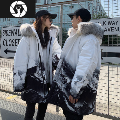 HongZun情侣装潮牌棉衣渐变羽绒棉袄冬季加厚男士外套工装棉服2020年新款棉衣