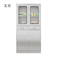 文灵室文件柜不锈钢柜子储物柜资料柜档案柜带锁文件柜201二斗文件柜