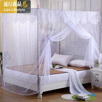 三维工匠方顶老式木床1.5m单开传统落地加密床幔宮廷公主蚊帐1.8米