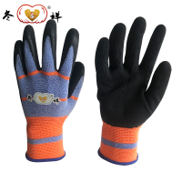 冬祥挂胶劳保手套防滑发泡浸胶高弹力五指一副
