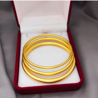 镀金手镯女仿真黄金镯子古法传承越南沙金实心素圈结婚首饰不掉色送女朋友老婆情人节七夕生日礼物