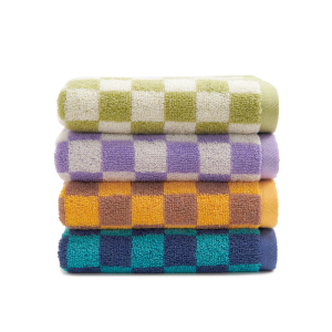 洁玉 棉棉格调100%新疆阿瓦提长绒棉AAA级抗菌带挂绳款方巾 J4731W柔蓝