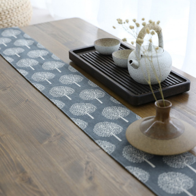 美帮汇亚麻禅意桌旗茶桌布艺棉麻茶席隔热垫茶道茶布艺配件10*125cm