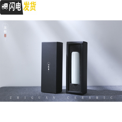 三维工匠精品天青色手工陶瓷笔筒笔罐办公文房茶室简约复古风 含包装盒