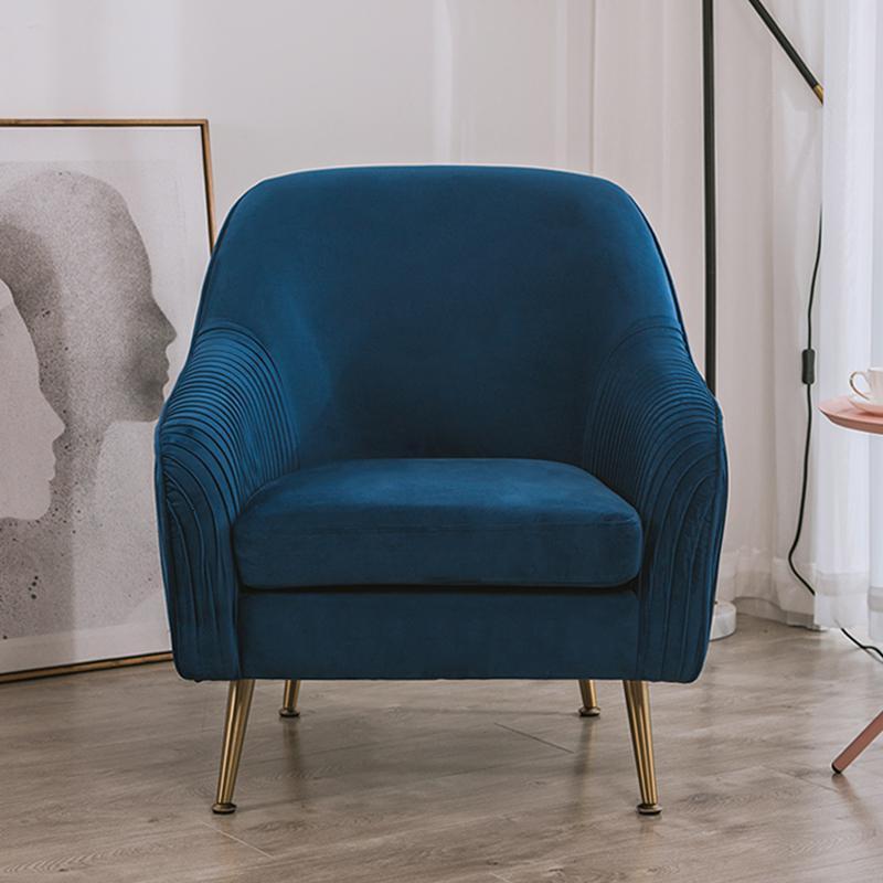 轻奢北欧布艺单人沙发美式创意老虎凳现代简约客厅卧室靠背休闲椅