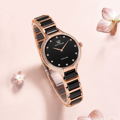 天王表手表MS系列女表石英表陶瓷表带时尚休闲满天星女士腕表生日礼物31012