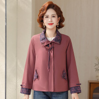 气质休闲妈妈装外套时尚翻领女装中老年衣服大码宽松春装40-50-60