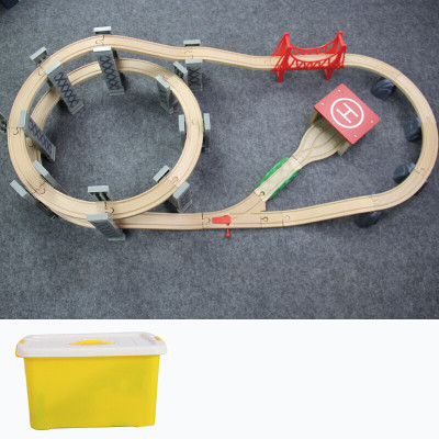 木头火车轨道木质轨道车玩具男孩电动木头小火车儿童火车轨道积木款5：螺旋停机坪套装(纯轨道)
