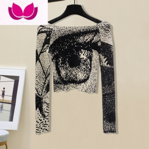 七斓网红炸街辣妹套装女新款性感一字肩打底针织衫pu皮短裙套