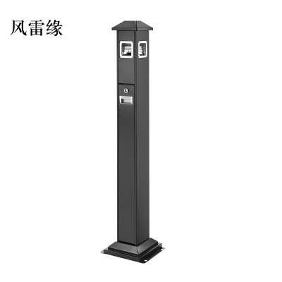 风雷缘不锈钢垃圾桶烟蒂柱灭烟桶带烟灰缸室外电梯口立式黑色屋顶黑色四边固定