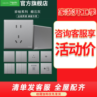 施耐德电气开关插座 珍铂系列烟云灰色 五孔插座 二三插86型墙壁 电源插座10A 家用86型 USB插座 弱电 电视电脑