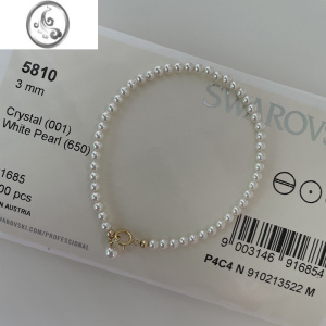 JiMi空白格正圆强光奥地利施家珍珠手链 法式温柔叠戴14k包金扣头