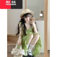 YIBUSHENG茶歇法式吊带连衣裙子女季高级感气质海边度假小个子短裙两件套