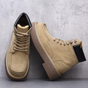 3861英伦复古高帮马丁靴真皮中帮乐福靴子厚底增高休闲潮百搭皮靴