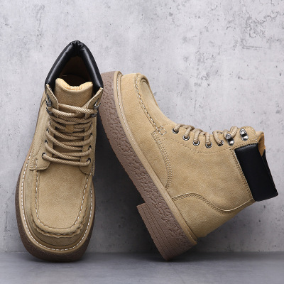 3861英伦复古高帮马丁靴真皮中帮乐福靴子厚底增高休闲潮百搭皮靴