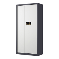 正斌指纹电子保密柜钢制密码文件柜档案柜矮柜保密资料柜办公柜通门灰白色:钥匙指纹锁