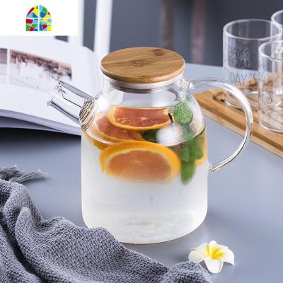 北欧大容量玻璃冷水壶耐热水壶家用防爆凉水壶可高温水杯水具套装 FENGHOU 1700矮壶+4杯+托盘(Mis款)