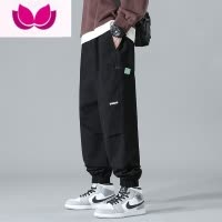 七斓日系工装裤子男款黑色潮牌束脚裤休闲长裤美式大码宽松
