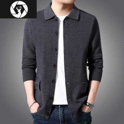 HongZun开衫男士毛衣外套秋冬季中年毛衫休闲外搭针织山绒爸爸装外穿毛衣