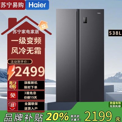 海尔(Haier)538升对开门嵌入冰箱 一级双变频节能 精控多路送风 魔方视窗 BCD-538WGHSSEDB9