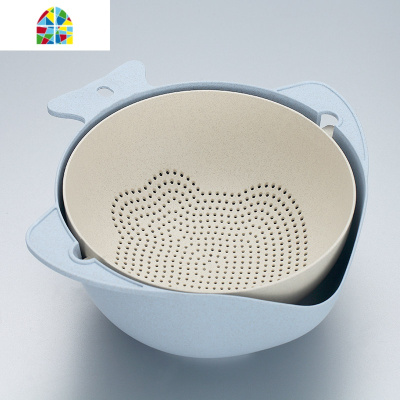 翻转水果篮双层旋转洗菜盆塑料家用厨房可爱淘米洗水果 FENGHOU 双层[蓝色中号]洗菜篮洗菜篮