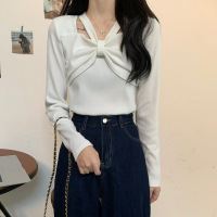 别致甜辣针织上衣女早秋内搭打底长袖T恤设计感减龄洋气小衫