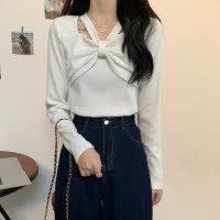 别致甜辣针织上衣女早秋内搭打底长袖T恤设计感减龄洋气小衫
