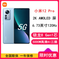 小米12 Pro 8GB+256GB 蓝色(细闪) 新一代骁龙8 Gen1 6.73大屏 120Hz高刷新率 支持无线充电 游戏拍照手机(含电源)