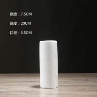 北欧创意哑光陶瓷花瓶白色简约家居装饰客厅摆件鲜花干花花器插花 三维工匠 白色直筒中号磨砂高25.5CM