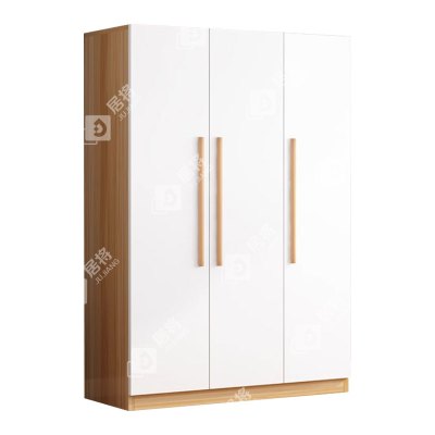 居将 JJ4022327 简约木质衣柜三门衣柜衣服收纳柜 浅胡桃白门