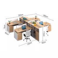 迅迈 干型四人位[含柜椅]职员办公桌简约现代电脑桌子办公室屏风卡座财务桌