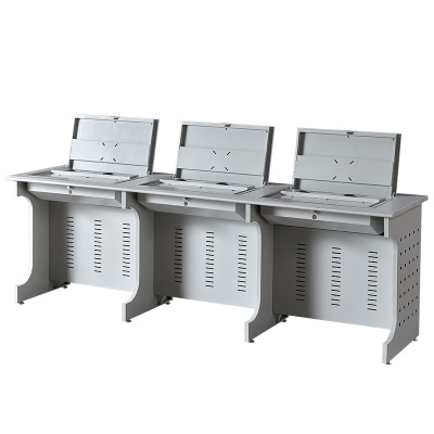 臻远 ZY-FZZC-12 翻转桌显示器隐藏式培训桌 004灰白色 2300*600*750